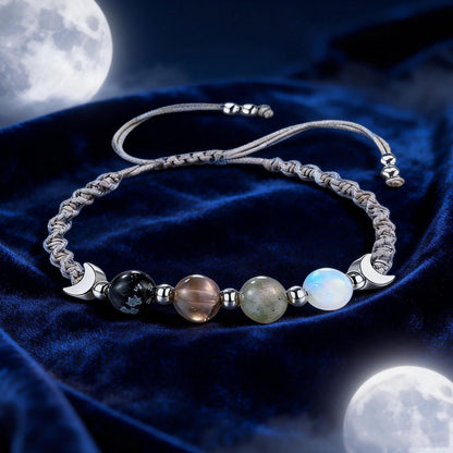 TACBSP Moon Phase Bracelet for Women Meditation Relaxation Crystal Bracelet Natural Moonstone Beaded Bracelets Crystal Healing Bracelet Friendship Jewelry Gift (A.)