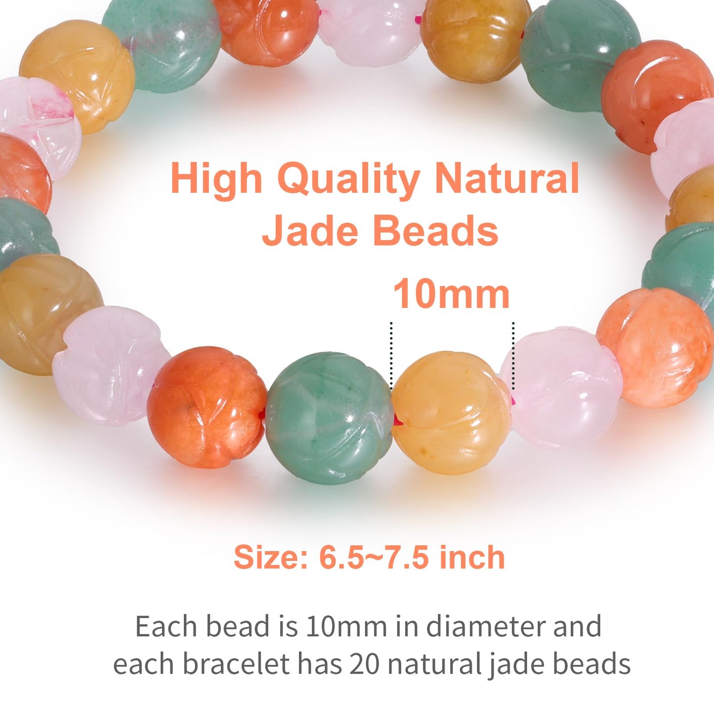 Handmade Natural Jade Beaded Bracelet for Women & Men – Genuine Green/White Jade Gemstone Stretch Bracelet – Lucky Energy Healing Jewelry Gift for Peace, Prosperity & Protection ST-05