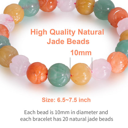 Handmade Natural Jade Beaded Bracelet for Women & Men – Genuine Green/White Jade Gemstone Stretch Bracelet – Lucky Energy Healing Jewelry Gift for Peace, Prosperity & Protection ST-05