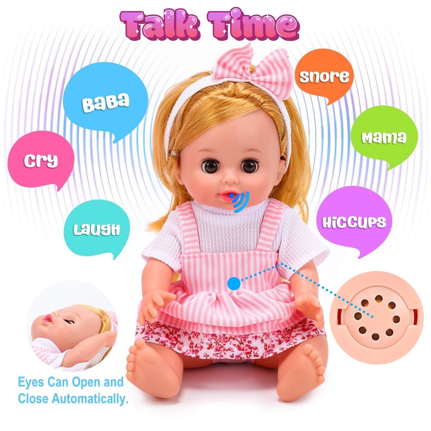 CUTE STONE Baby Doll Playset with Stroller for Girls – Pretend Play Baby Care Toy with High Chair, Clothes & Accessories
