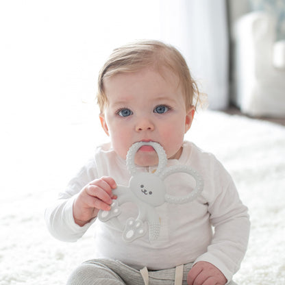 Dr. Brown's Flexees Gray & Pink Bunny Silicone Baby Teethers, BPA Free, for 3 Months+ Babies