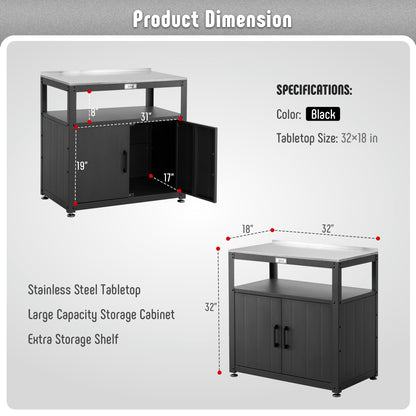Feasto Garden Potting Bench with Storage, Outdoor Potting Table & Garden Work Bench for Plants, Horticulture, Outdoor Potting Station with Stainless Steel Tabletop, Outdoor Work Table