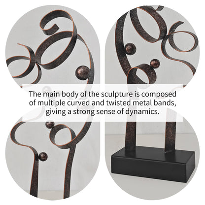 LNXMES Abstract Metal Sculpture Home Decor – Modern Minimalist Line Art Statue Decorations for Table, Shelf, Living Room, Office & Entryway (Curved Sphere Metal Sculpture)