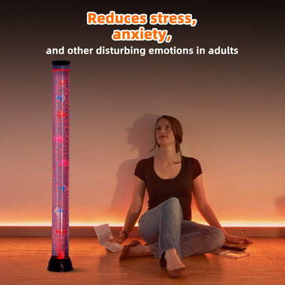 4FT Sensory LED Water Bubble Tube Lamp with 12 Fish and Color Changing Light Effects, Sensory Bubble Tube Lamp for Autistic ADHD Children Alleviating Stress and Anxiety in Adults
