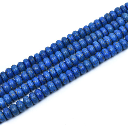 HAAMIIQII 5x8mm Lapis Lazuli Rondelle Stone Spacer Beads, Abacus Disk Loose Gemstone Beads for Jewelry Making, DIY Bracelet, Necklace, Healing Crystal 15 Inch (80-85pcs)