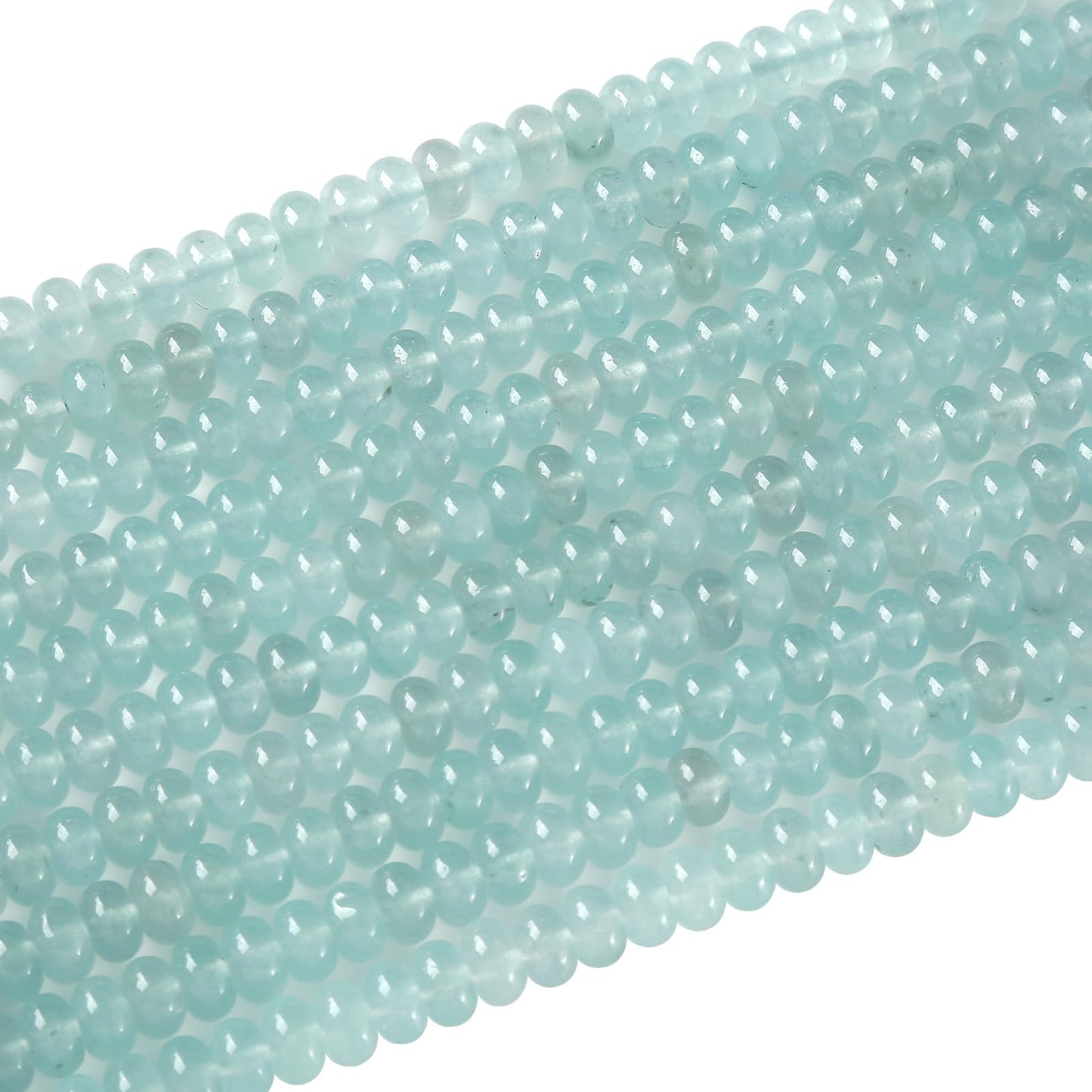 5x8mm 76pcs Natural Light Blue Aquamarine Stone Rondelle Spacer Loose Beads Abacus Disk Stone Round Loose Gemstone Beads for Jewelry Making DIY Bracelet Necklace