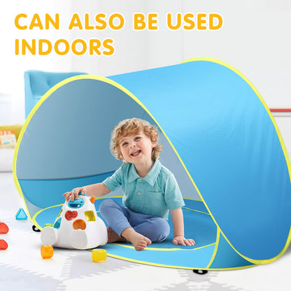 Baby Beach Tent with Pool, Pop Up Sun Shelter UPF 50+ UV Protection for Infant Toddlers, Portable Shade Tent with Carry Bag for Beach Outdoor Travel