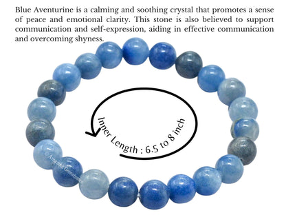 Amazing Gemstone Crystal Bracelet for Women Men's Gifts - Protection Healing Crystal Bracelet - 8mm Gemstone Beaded Stretchable Bracelet Pulseras Para Hombres Mujer Stocking Stuffers Mothers Day Gift (Blue Aventurine)