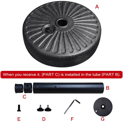 EliteShade Umbrella Base Water Filled Stand Market Patio Outdoor Heavy Duty Umbrella Holder(Black)