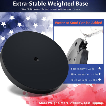 American Flag with Pole and Stand - Heavy Duty 1" Free Standing Indoor Flagpole Set with 3x5ft Embroidered US Flags,Weighted Base, 6-8 FT Adjustable Portable For Office, Church,School (Black)