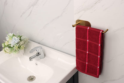 TocTen Hand Towel Holder/Towel Ring, No Drilling Stick on Wall Hand Towel Bar, SUS 304 Stainless Steel Hand Towel Rod, Strong Self Adhesive Hand Towel Rack/Hanger for Bathroom Kitchen (Brushed Gold)