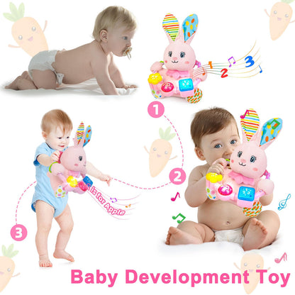 Holaxander Baby Boy Gift Set for 0-12+ Months (1 * Baby Dino Musical Toy & 1 * Musical Plush Rabbit Toy)