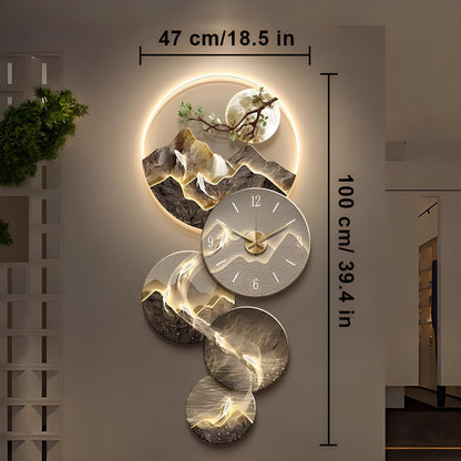 SQXLXDD 3D Wall Art Decor Clock, Large Wall Hanging Sculpture Painting with LED Light, Modern Home Decorative Wall Clock Art Decorations Lamp for Living Room Bedroom Entrance Office Decor