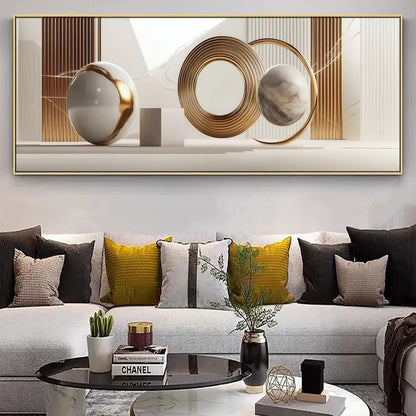 Yutjafa Extra Large Geometric Wall Art Modern Abstract Neutral Line Decor painting Pictures Nordic Gold White 2D Posters Canvas Prints for Bedroom Office Hallway Hotel Home Decoration No Frames