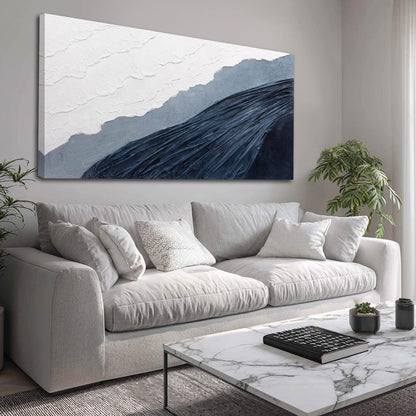 Ocevarin Blue and White Canvas Wall Decor Abstract Wall Art for Bedroom Neutral Art Prints Minimalist Home Decor 24"x 48" Pictures for Living Room