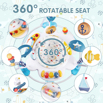 Furmubei Baby Activity Center, 3-in-1 Baby Jumper, Infant Activity Center with 360° Rotating Seat, Music, Lights, 3 Adjustable Heights, Infant Activity Jumper for 6+ Months JP2401