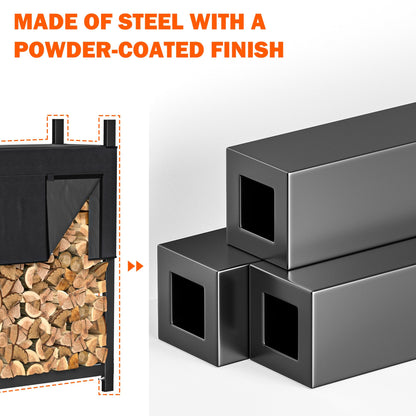 Ultrawall 4ft Heavy Duty Firewood Rack with Waterproof Cover, Freestanding Wood Log Holders for Firewood, Indoor/Outdoor Wood Storage Rack