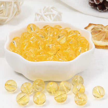 60pcs 6mm Natural Citrine Gemstone Energy Healing Crystal Round Loose Stones for Jewelry Making, DIY Bracelets Necklaces
