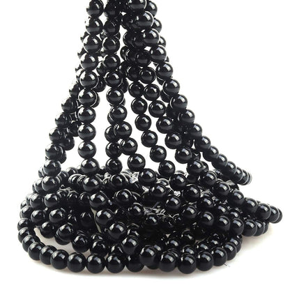 ICAI Beads 10mm Natural Black Onyx Stone Round Loose Stone Beads for Jewelry Making DIY Crafts Design 1 Strand 15" APPR.34-36pcs
