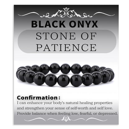 Bymitel 8mm Black Onyx - Handmade Reiki Gemstone Stretch Bracelet, Natural Beauty & Spiritual Essence, Crystal Healing for Unisex Adults