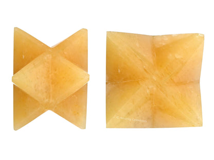 Amazing Gemstone Yellow Aventurine Merkaba Crystal - 1.5 Inches Metaphysical Merkaba Star for Meditation - Energetic Tetrahedron Crystal and Healing Stones and Healing (35-40mm)