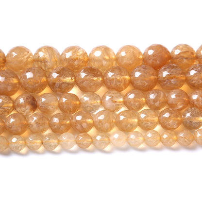 45pcs 8mm Natural Faceted Tea Watermenlon Jade Stone Beads for Jewelry Making Energy Healing Beads DIY Bracelet Necklace Accessories 15" (8mm, Faceted Tea Yellow Jade)