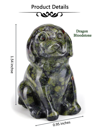 CrystalTears Dragon Bloodstone Crystal Dog Ornament, Cute Dogs Gifts for Women Dog Lovers Men Christmas, 1.5” Lucky Healing Gemstone Labrador Dogs Puppy Figurine Statue for Home Office Desk Decor