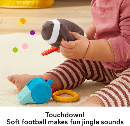 Fisher-Price Tiny Touchdowns Gift Set, 3 football-themed baby toys and teether for infants ages 3 months and up