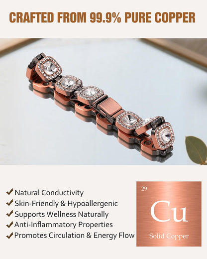 Jecanori Pure Copper Magnetic Bracelet for Women, 4X Strength Magnetic Therapy Bracelet with 3800 Gauss Neodymium Magnets, Adjustable Copper Jewelry Gift