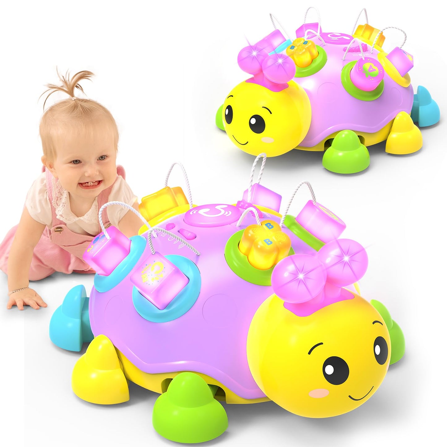 Holaxander Musical Ladybug Baby Toys 6-12 Months, Infant Early Educational Learning Toy for 1+ Year Old Girl, First Birthday Gift Toys for 7 8 9 10 11 Months Newborn Girls (Purple)