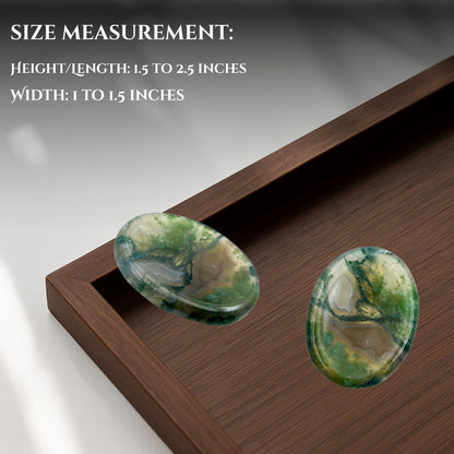 GEMSCITE Moss Agate Thumb Worry Stones Metaphysical Gemstone Crystal Healing Reiki Men Women Gift FENG Shui Positive Energy Love Wellness Palm Stones Wicca Powerful