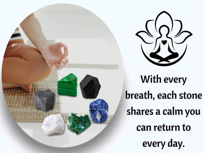 Amazing Gemstone Healing Crystal for Breast Lung Prostate Cancer Fighter, Set of 6 Black Tourmaline, Malachite, Hematite, Sodalite, Moss Agate and Snow Quartz Healing Crystals and Stones