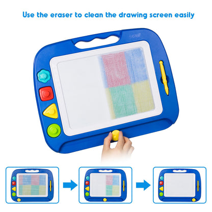 SGILE Toddler Toys for Kids, Large Magnetic Drawing Board for Birthday Gift, Toys for 1 2 3 4 Year Old Girls Boys, Etch & Sketch Pad with 4 Stamps, Learning and Educational, 16 ×13 in, Blue