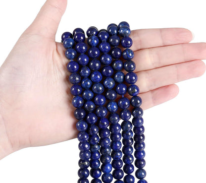 LAIDANLA Lapis Lazuli 8mm Natural Stone Beads Round Loose Gemstone Stone Beads for DIY Bracelet Necklace Earrings Jewelry Making Polishing Genuine Real Beading Crystal 96PCS 2 Strand 32"