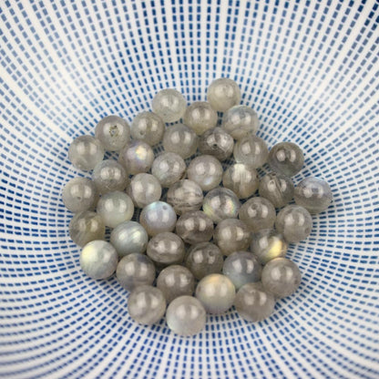 MJDCB Natural Round Stone Beads 6mm Labradorite Loose Gemstone Beads for Jewelry Making Bracelet Necklace 60pcs