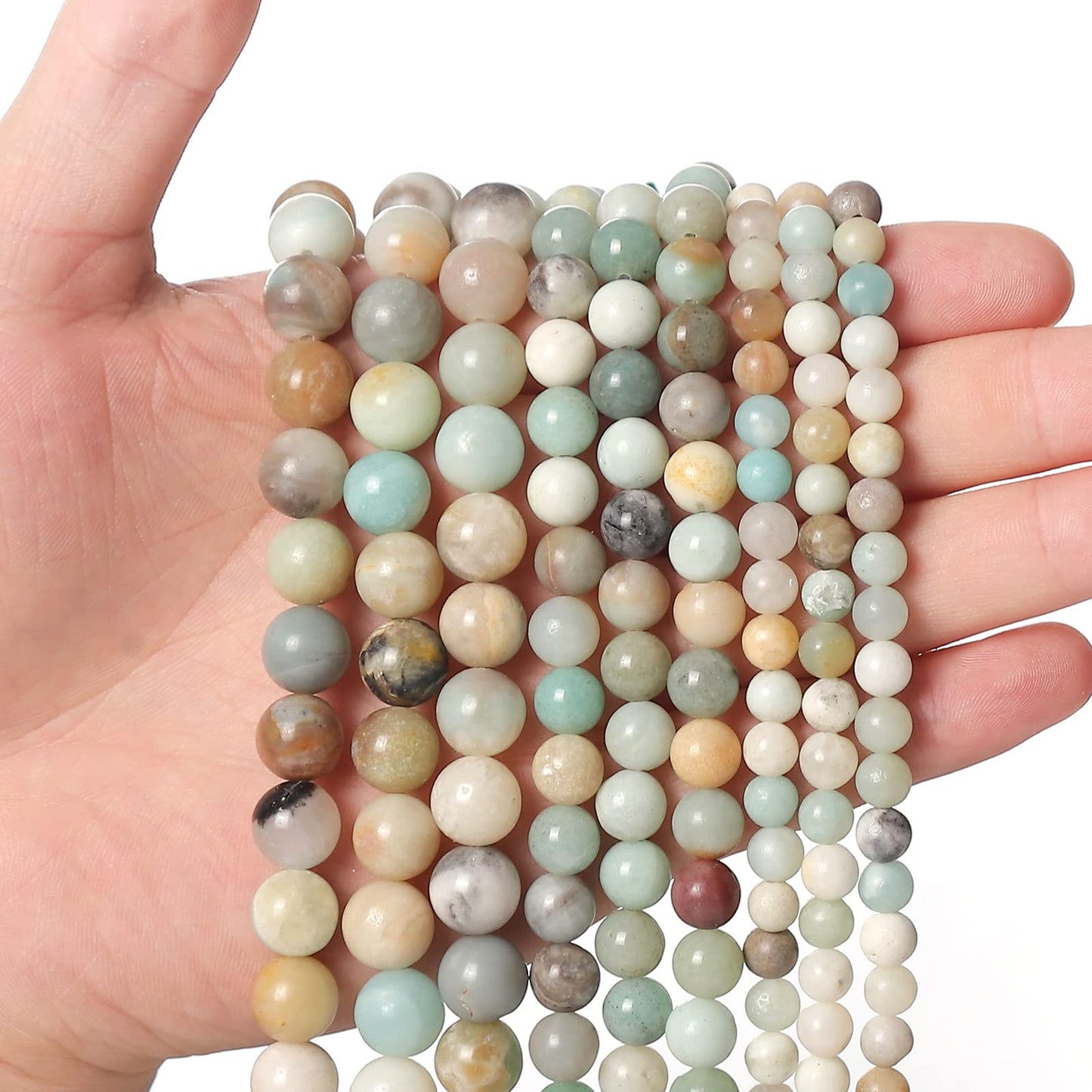 35pcs 10mm Natural Amazonite Gemstone Beads Energy Healing Crystal Round Loose Stone Beads for Jewelry Making, DIY Bracelets Necklaces