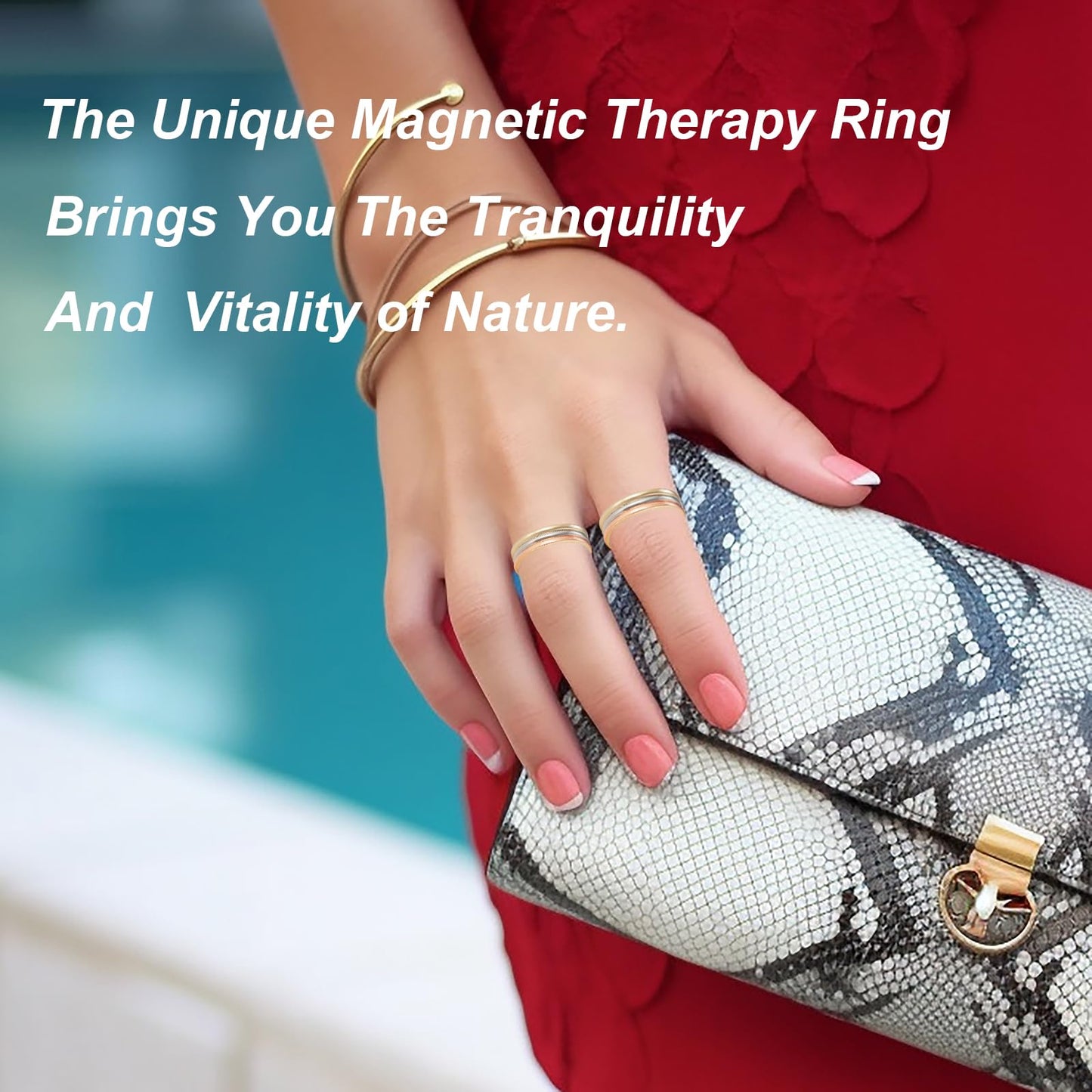 EnerMagiX Copper Rings for Women, Pure Copper Tricolor Gold Adjustable Magnetic Ring Jewelry (0013)