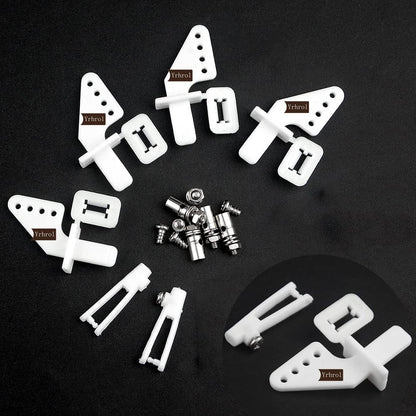 Yrhrol 20Pcs Adjustable Pushrod Connector Linkage Stopper 1.3mm + 20Pcs Nylon Control Horns 21x10 mm + 20Pcs 1.2 x 210mm Z Push Rods Parts Compatible for RC Airplane Plane Boat Replacement (20pcs)