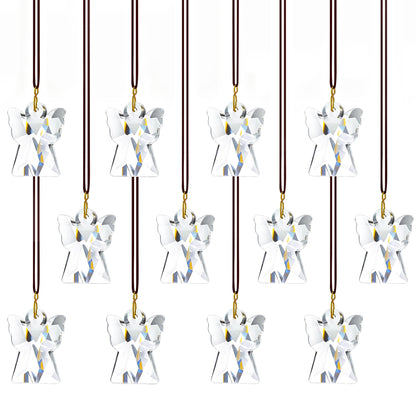 H&D HYALINE & DORA Crystal Angel Prisms Hanging Ornament, 12 Pcs Glass Angel Prisms for Window Hanging, Chandelier Crystal Replacement, Hanging Decor for Christmas Tree (Clear)