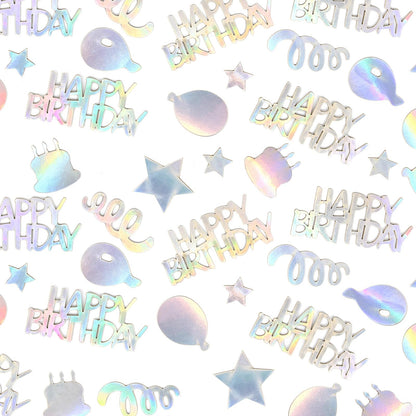 Vofrise Happy Birthday Confetti for Table Iridescent Balloon Star Shaped Table Scatter Suitable for Disco Themed Birthday/Anniversary Party Decorations