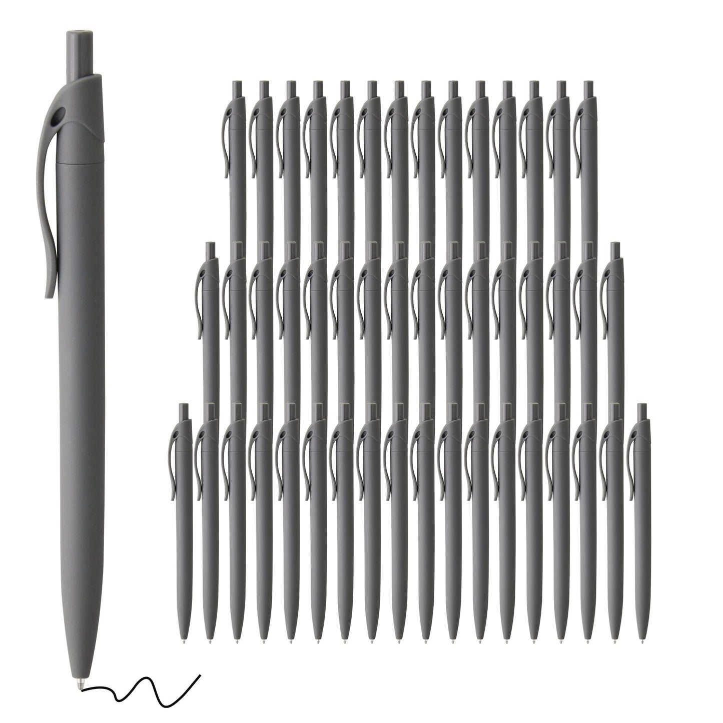 deegtran Pens Bulk, 50 Pack No Bleed Grey Barrel Black Ink Click Pens, Wholesale Retractable Ballpoint Pens, Pen Medium Point, Smooth black Ink Pen, 1.0MM