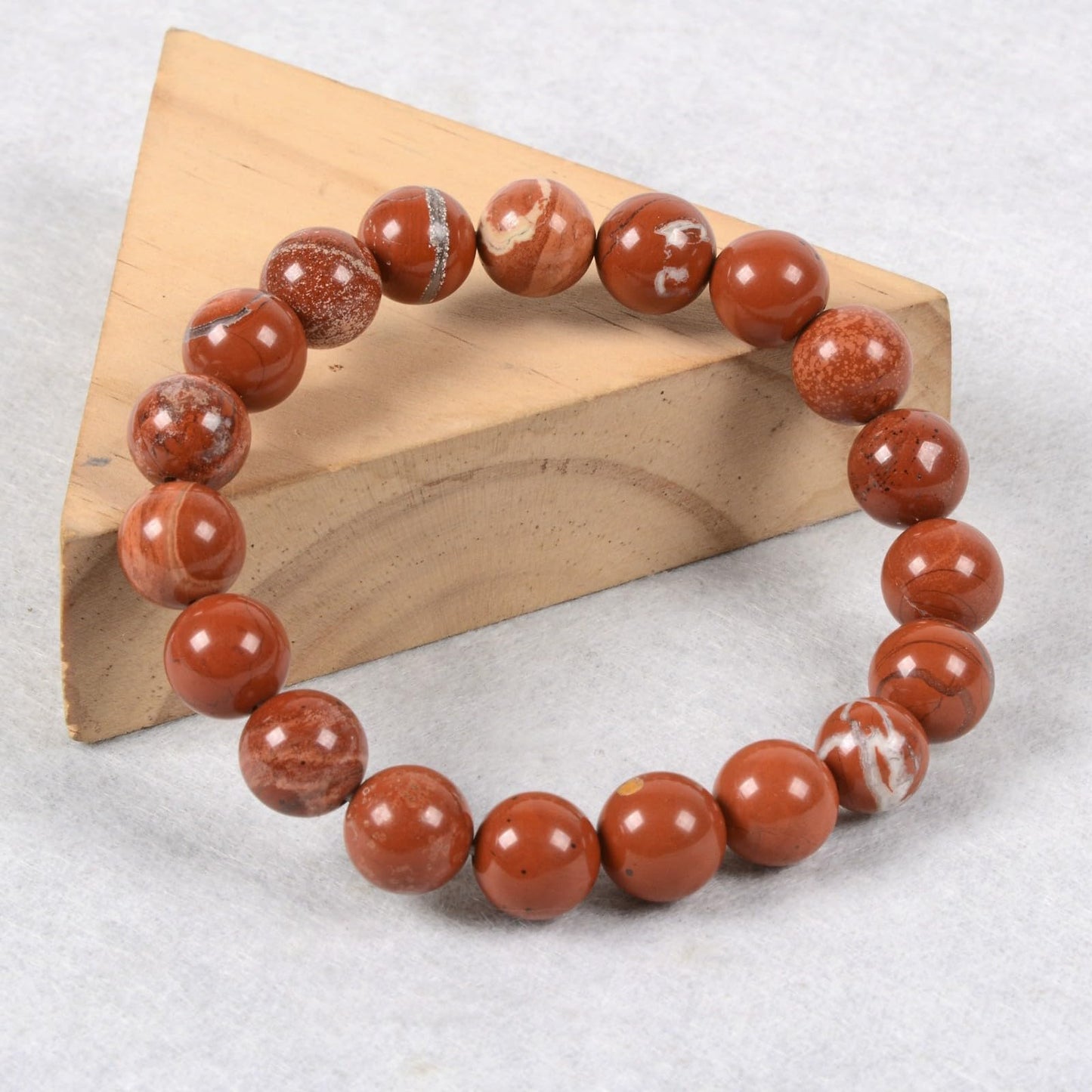 Justinstones Natural Red River Jasper Gemstone 10mm Round Beads Stretch Bracelet 7 Inch Unisex