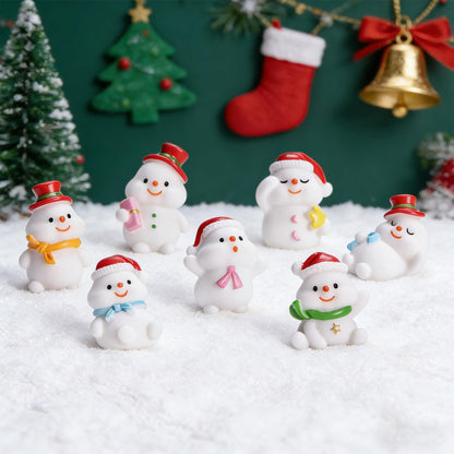 24-Piece Mini Resin Figurines Set, Winter Snowman Miniature Ornaments for Dollhouses Home Christmas Decor and DIY Craft Projects