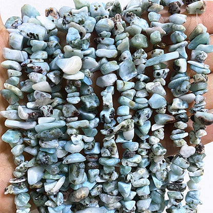 PLTbeads 5-8mm Natral Healing Gemstone Waist Bracelets Necklace Kit Irregular Stone DIY Crafts Design Jewelry Making 1 Strand per Bag Approxi 34 inch (Larimar Chips)