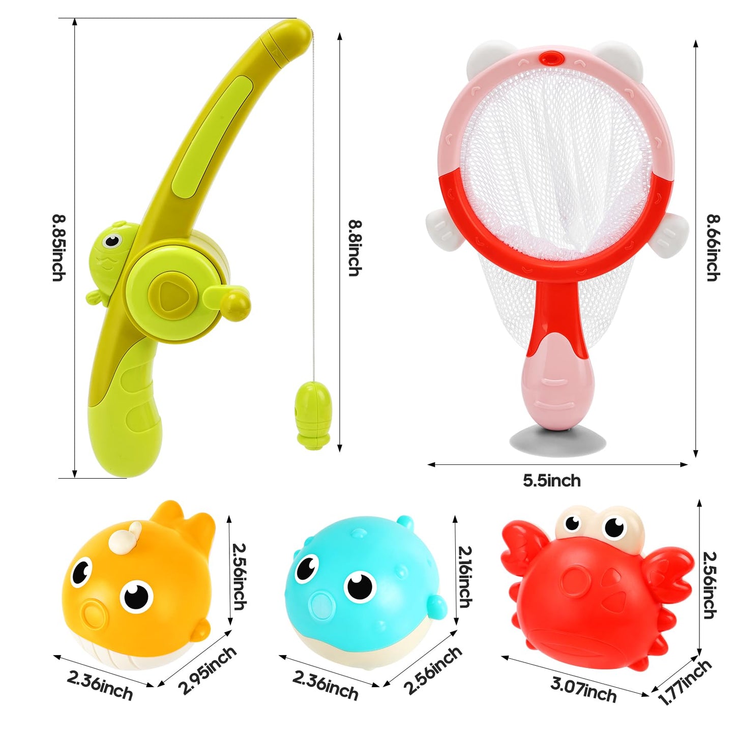 Light Up Toddler Bath Toys for Kids Ages 1- 3,7PC No Holes Baby Shower Bath Toys Set,Fun Magnetic Fishing Game Bathtub Toy,Birthday for Baby Boys Girls 1 2 3 4 5 6 Old Year