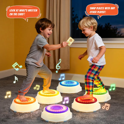 Light Up Stepping Stones for Toddlers 3-5 - 6 PCS Non-Slip Musical Stackable Step Stones, Toddler Obstacle Course Sensory Toys, Indoor Outdoor Jumping Play 1-3 Years Old Boys Girls Birthday Gifts