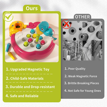 PANITU Magnetic Bird Feeding Game Woodpecker Worm Toy Montessori Fine Motor Skills Toddler Toy Age 2-4 Sensory Toys for Toddlers 3-5 Educational Learning Toys 2 Year Old Boy and Girl Gifts
