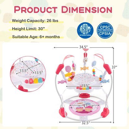 BABY JOY Baby Jumpers and Bouncers, Infant Activity Center with Music Lights Sounds, 360° Rotating Seat and 3 Adjustable Heights, Baby Play and Learning Center for 6-12 Months