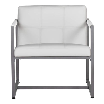 Studio Designs Home Modern Accent Chair Camber Mid-Century, Pewter Grey Metal Frame & White Bonded Leather