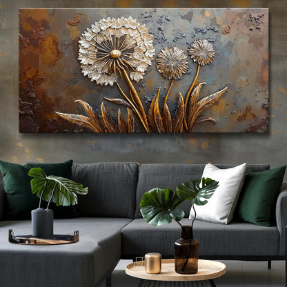 Large White Flower Wall Art with Taupe Background Elegant Flower Framed Floral Canvas Print for Living Room, Bedroom, Dining Room, Home Office Modern Ready to Hang Home Decor - 30"x60"